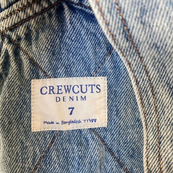 J Crew Crewcuts Denim Girls Size 7 Short Overalls Blue Summer Coastal Cowgirl - Picture 4 of 5